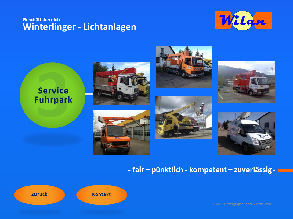 Geschäftsbereich Winterlinger Lichttehnik (Wilan) - Unser Fuhrpark - Fair - pünktlich - kompetent - zuverlässig